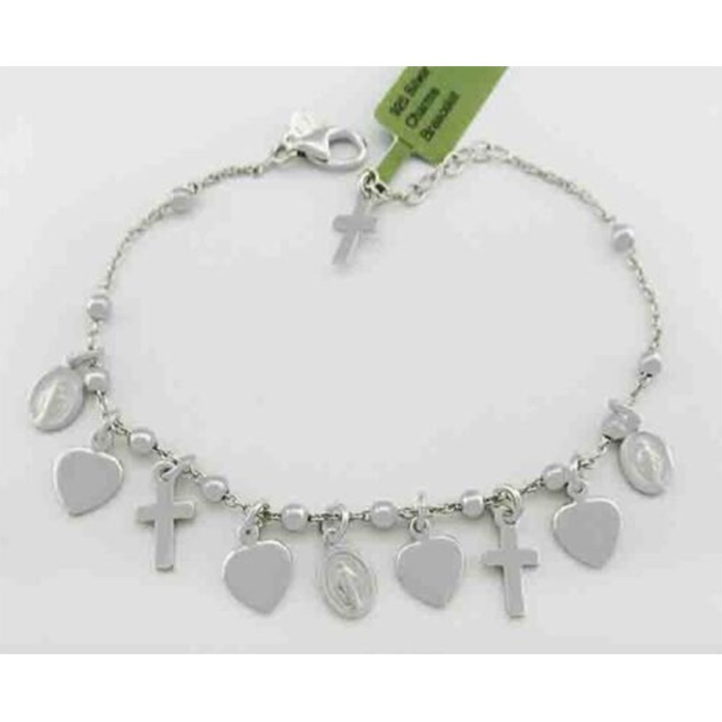 Charms Bracelet Solid .925 Sterling Silver - Adjustable 7" To 8" Long